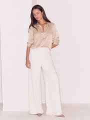 Lipsy Champagne Gold Satin Stripe Burnout Shirt - Image 3 of 5
