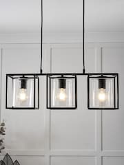 BHS Matt Black Hardy Caged 3 Light Bar Bubble Glass - Image 1 of 7