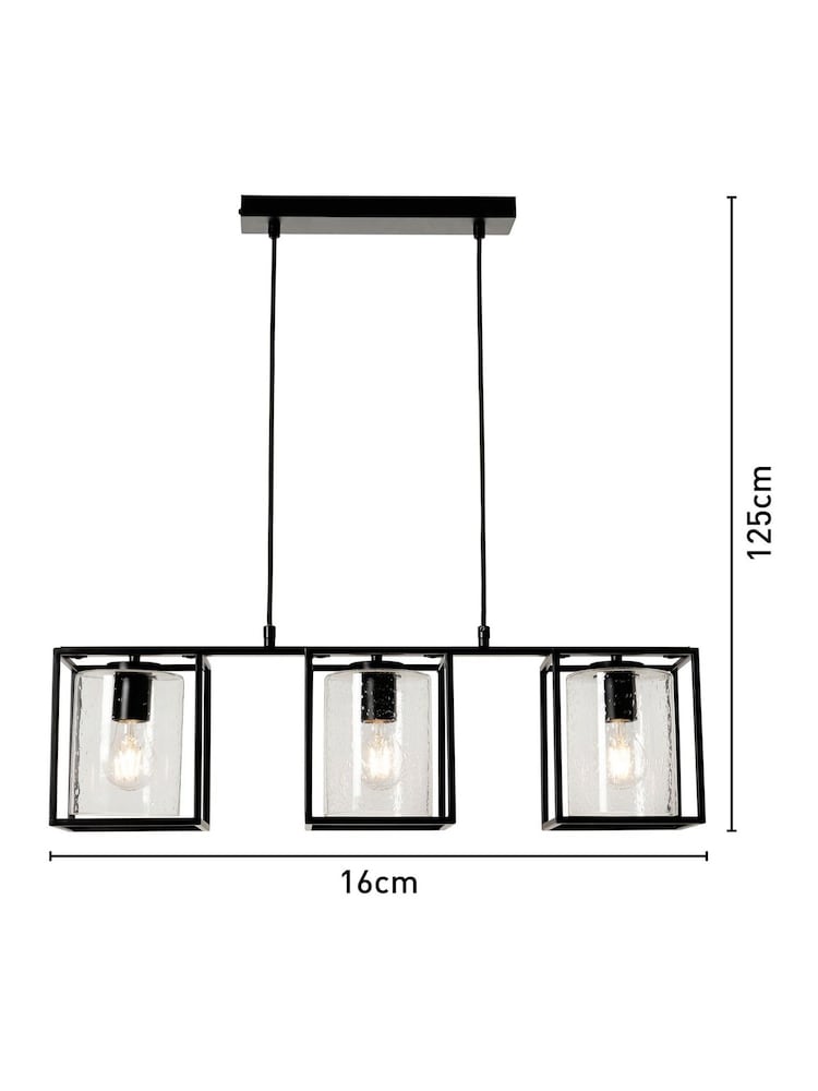 BHS Matt Black Hardy Caged 3 Light Bar Bubble Glass - Image 7 of 7 BHS Matt Black Hardy Caged 3 Light Bar Bubble Glass - Image 7 of 7