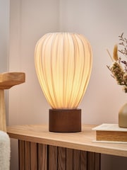 BHS Ivory Wood Fine Pleat Table Light - Image 1 of 7