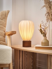 BHS Ivory Wood Fine Pleat Table Light - Image 4 of 7