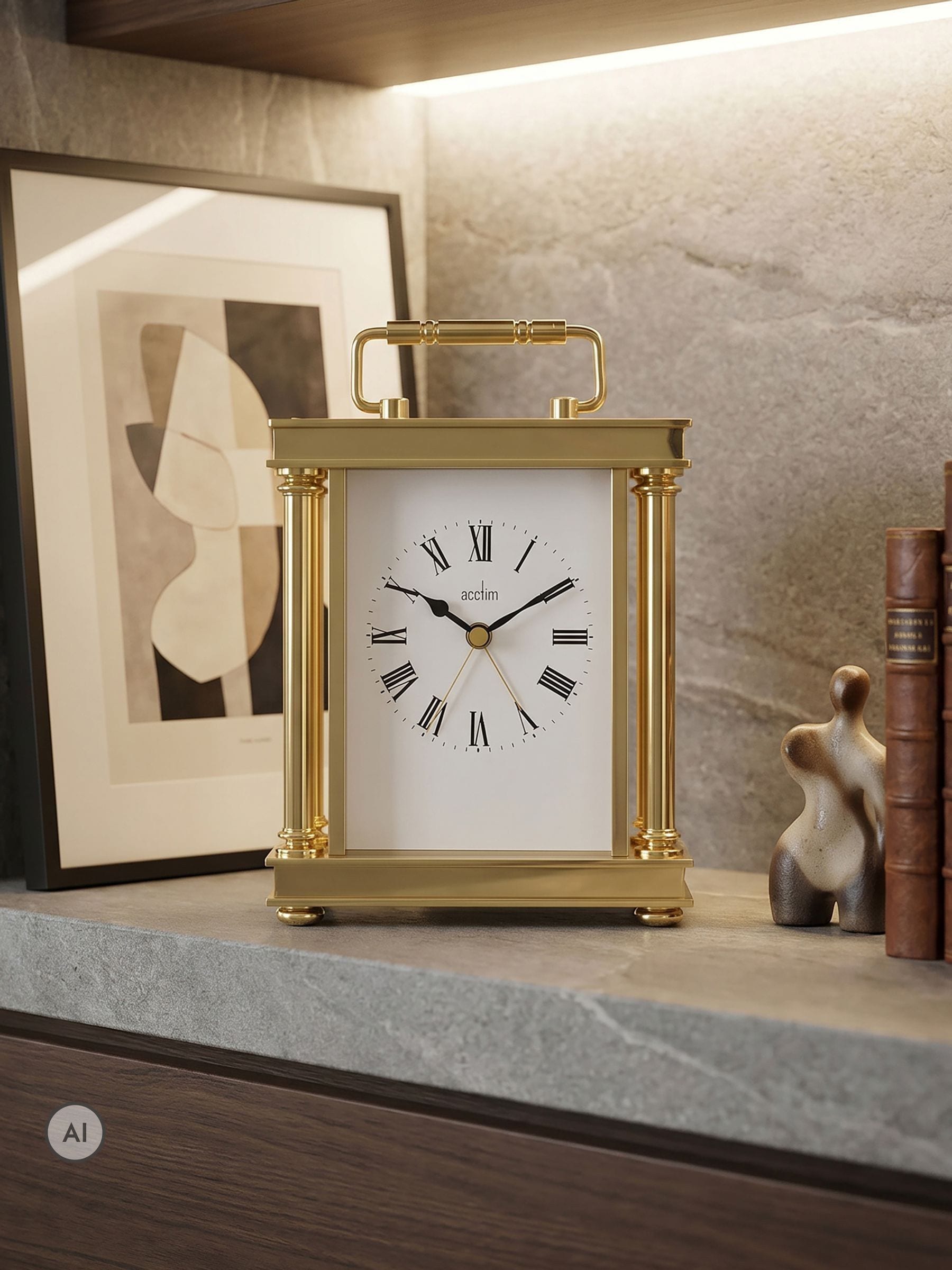Acctim Gold Finish Quartz Battery Carriage Mantel Clock 'Marlow' 37048 - Image 4