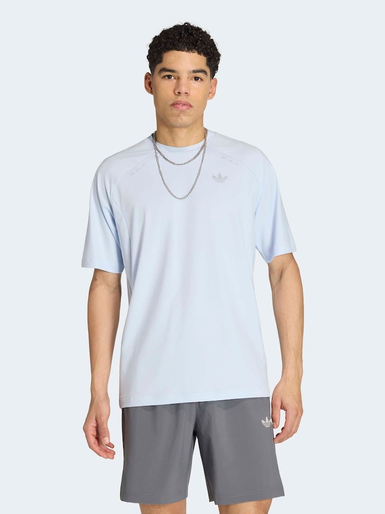 adidas Originals Blue Tech Trefoil Essentials Polyester T-Shirt - Image 1 of 7