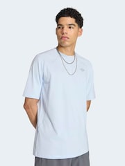 adidas Originals Blue Tech Trefoil Essentials Polyester T-Shirt - Image 4 of 7