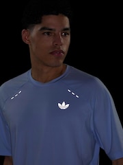adidas Originals Blue Tech Trefoil Essentials Polyester T-Shirt - Image 6 of 7