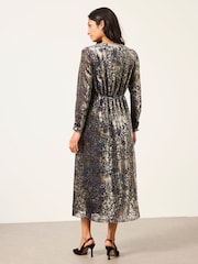 FatFace Claudia Ink Petite Devore Midi Dress - Image 2 of 7
