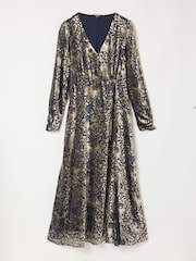 FatFace Claudia Ink Petite Devore Midi Dress - Image 6 of 7