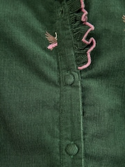Waldgrün mit aufgesticktem Entenmotiv - Love & Roses – Cordbluse mit Rüschenkragen - Bild 6 von 6