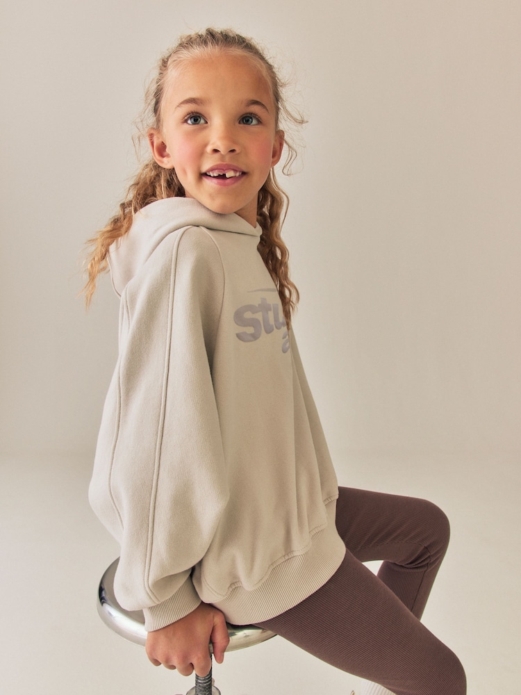 Neutral Brown Hoodie and Rib Leggings Set (3-16yrs) - Image 4 of 4 Neutral Brown Hoodie and Rib Leggings Set (3-16yrs) - Image 4 of 4