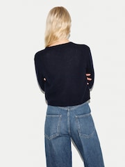 Jigsaw Blue Merino Cashmere V-Neck Cardigan - Image 3 of 4