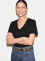 Jigsaw Black Supima Cotton V-Neck T-Shirt - Image 2 of 4