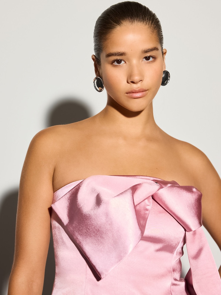 Pink Satin Bow Detail Bandeau Top - Image 5 of 5 Pink Satin Bow Detail Bandeau Top - Image 5 of 5