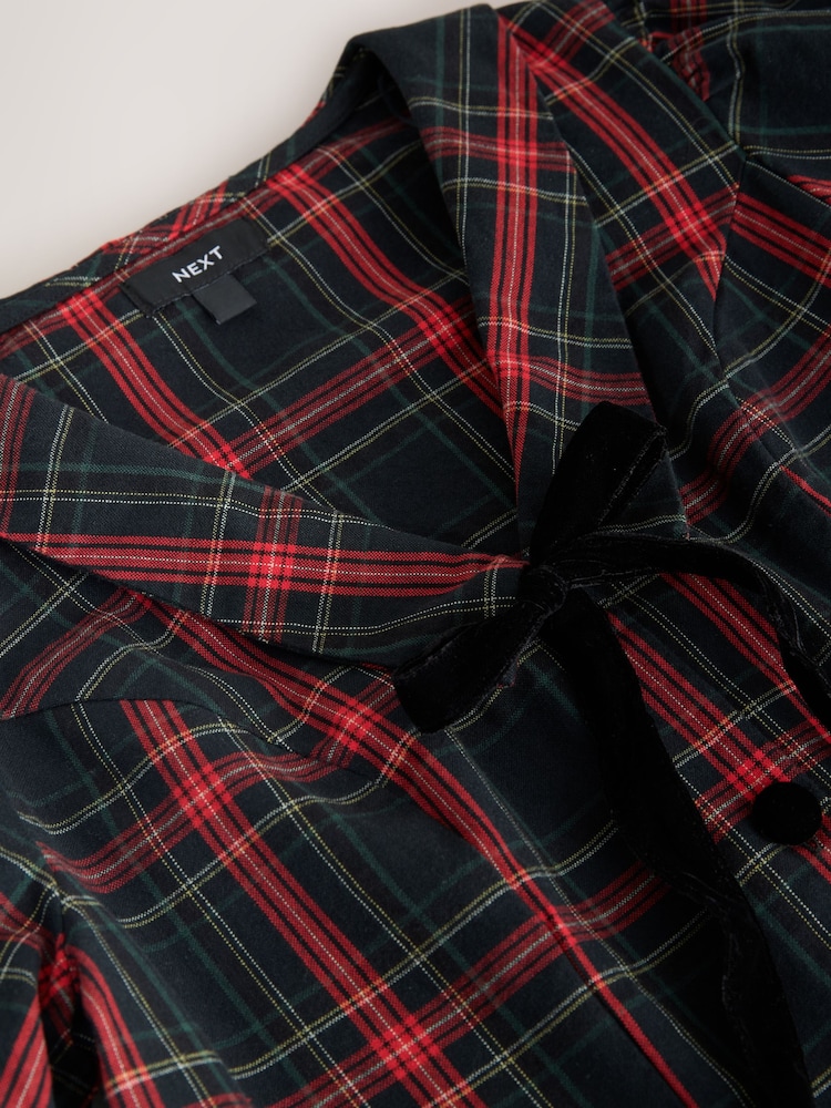 Green/Red Tartan - Velvet Bow Puff Sleeve Blouse - រូបភាព 7 នៃ 7 Green/Red Tartan - Velvet Bow Puff Sleeve Blouse - រូបភាព 7 នៃ 7