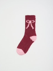 Friends Like These Burgundy Red Bow Cosy Slipper Socks 3 Pack - Image 4 of 7