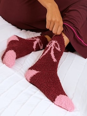 Friends Like These Burgundy Red Bow Cosy Slipper Socks 3 Pack - Image 7 of 7
