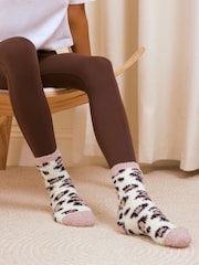 Friends Like These Chocolate Brown and Cream Leopard Print Cosy Slipper Socks 3 Pack - Image 7 of 7