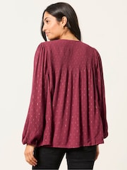 FatFace Nessie Red Metallic Petite Blouse - Image 2 of 7