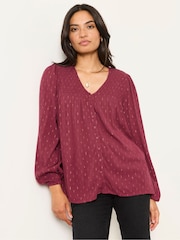 FatFace Nessie Red Metallic Petite Blouse - Image 5 of 7