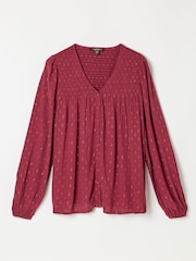 FatFace Nessie Red Metallic Petite Blouse - Image 7 of 7