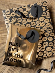 Rockett St George Set of 2 Gold Slogan Gift Bags - Image 4 of 5