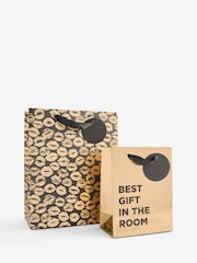 Rockett St George Set of 2 Gold Slogan Gift Bags - Image 5 of 5