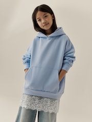 ខៀវ - Lace Hem Hoodie (3-16yrs) - រូបភាព 1 នៃ 4