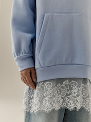 ខៀវ - Lace Hem Hoodie (3-16yrs) - រូបភាព 4 នៃ 4
