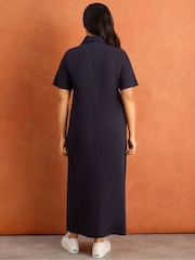 Live Unlimited Blue Collar Neck Jersey Midi Dress - Image 4 of 6