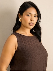 Live Unlimited Brown Geo Print Slash Neck Tunic - Image 2 of 5