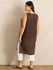 Live Unlimited Brown Geo Print Slash Neck Tunic - Image 3 of 5