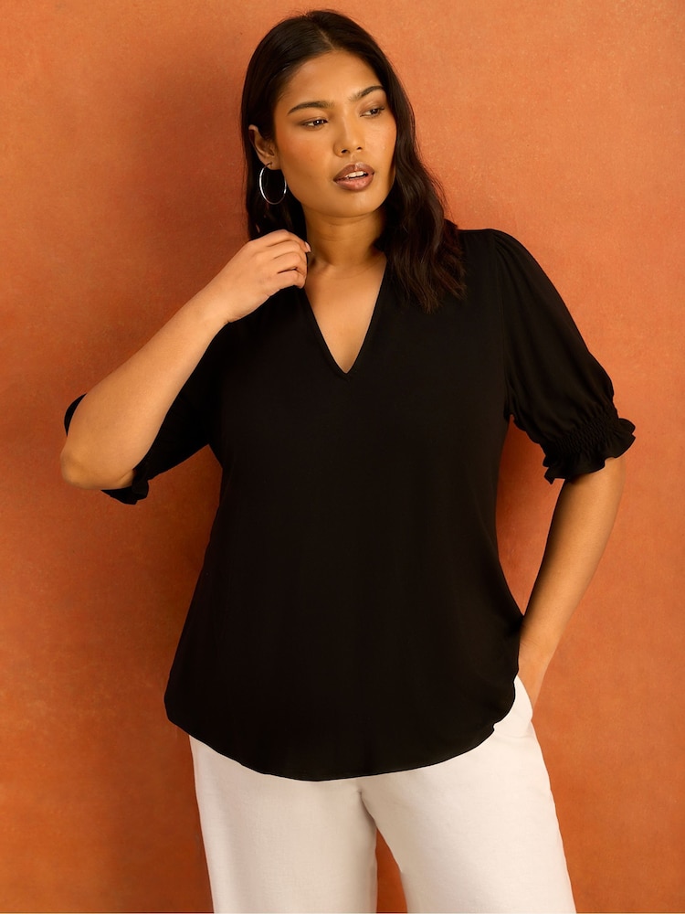 Live Unlimited Black Short Sleeve Jersey Top - Image 1 of 5 Live Unlimited Black Short Sleeve Jersey Top - Image 1 of 5
