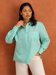 Live Unlimited Green Petite Stripe Long Sleeve Shirt - Image 1 of 5