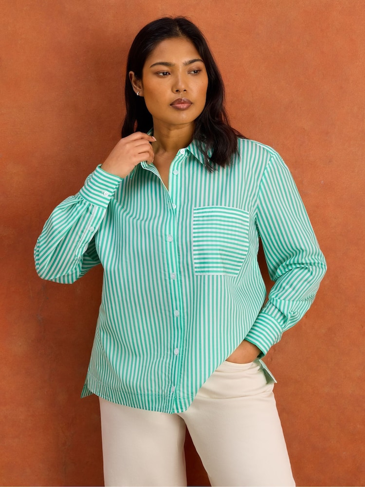 Live Unlimited Green Petite Stripe Long Sleeve Shirt - Image 1 of 5