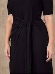 Live Unlimited Black Tie Side Short Sleeve Jersey Midaxi Dress - Image 4 of 5