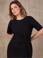 Live Unlimited Black Tie Side Short Sleeve Jersey Midaxi Dress - Image 5 of 5