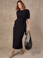 Live Unlimited Black Tie Side Short Sleeve Jersey Midaxi Dress - Image 6 of 6
