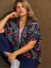 Live Unlimited Sheer Paisley Print Batwing Cover-Up - Image 1 of 3