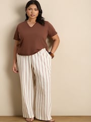 Live Unlimited Cream Striped Linen Blend Wide Leg Trousers - Image 1 of 6