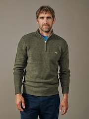 Aubin Green Pepper Lambswool Zip Neck Jumper - Image 1 of 5