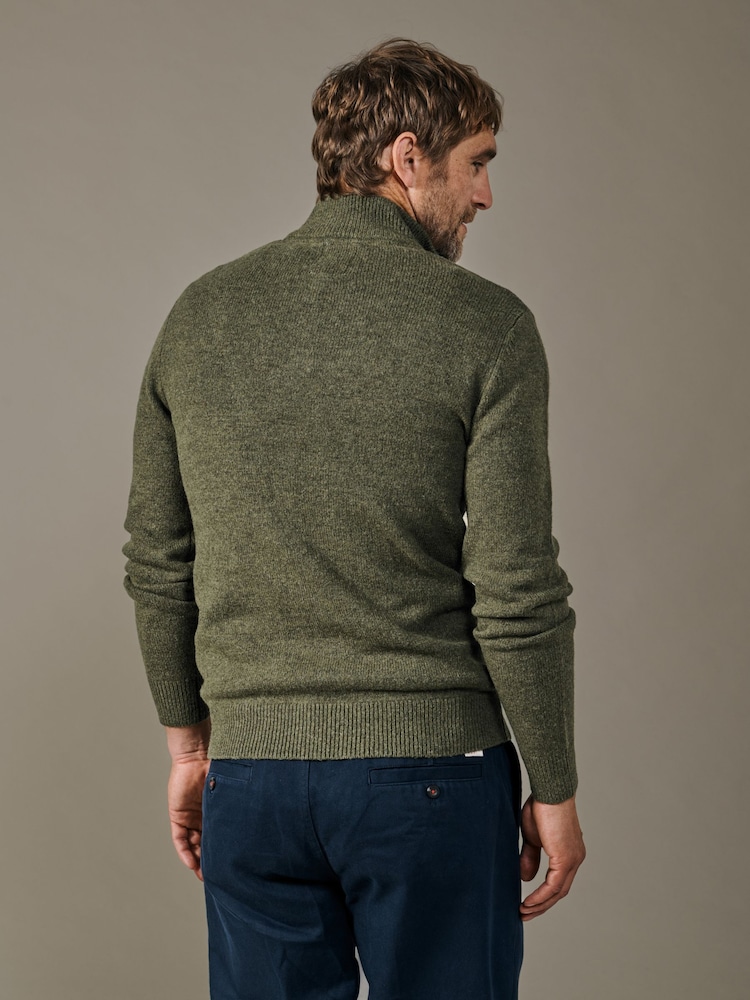 Aubin Green Pepper Lambswool Zip Neck Jumper - Image 2 of 5