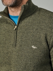 Aubin Green Pepper Lambswool Zip Neck Jumper - Image 3 of 5