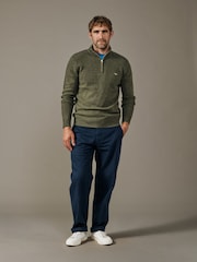 Aubin Green Pepper Lambswool Zip Neck Jumper - Image 4 of 5