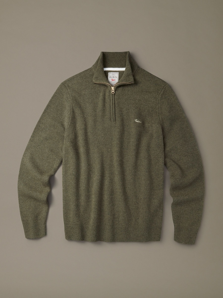 Aubin Green Pepper Lambswool Zip Neck Jumper - Image 5 of 5