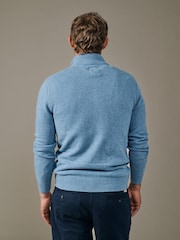 Aubin Blue Pepper Lambswool Zip Neck Jumper - Image 2 of 5