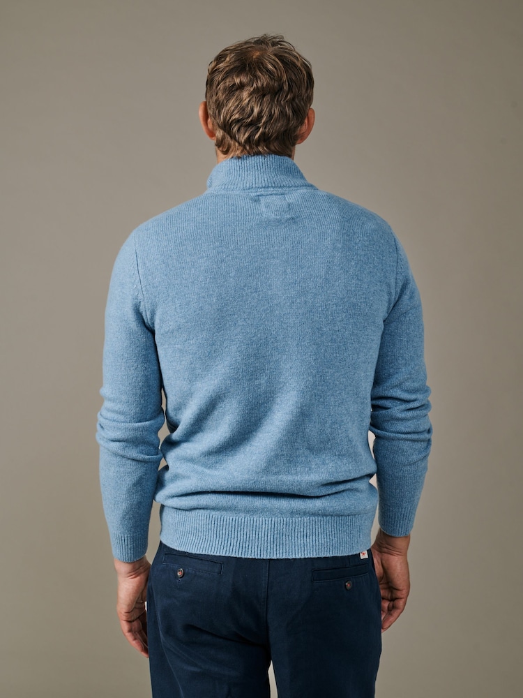 Aubin Blue Pepper Lambswool Zip Neck Jumper - Image 2 of 5
