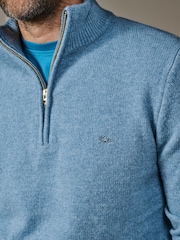 Aubin Blue Pepper Lambswool Zip Neck Jumper - Image 3 of 5
