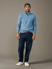 Aubin Blue Pepper Lambswool Zip Neck Jumper - Image 4 of 5