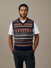 Aubin Blue Dunlin Fairisle Tank Top - 3এর মধ্যে 1 ছবি
