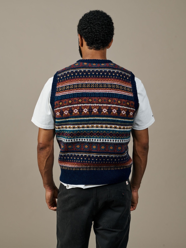 Aubin Blue Dunlin Fairisle Tank Top - 3এর মধ্যে 2 ছবি