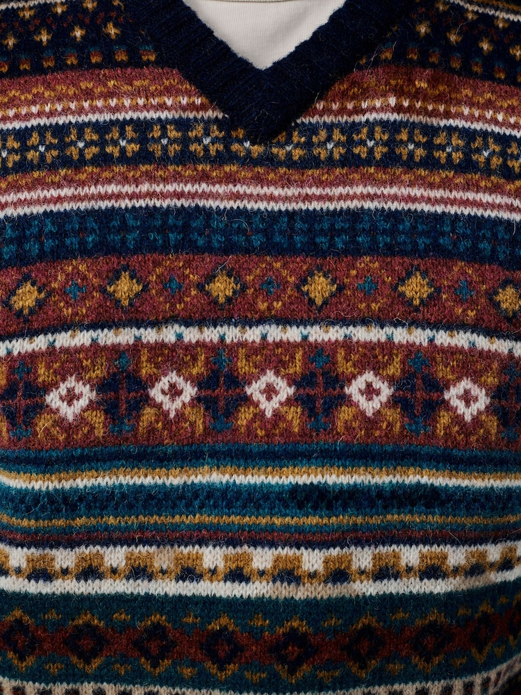 Aubin Blue Dunlin Fairisle Tank Top - 3এর মধ্যে 3 ছবি